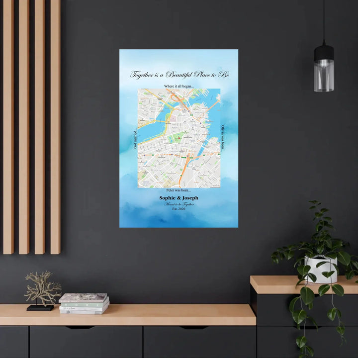 Custom Rectangle Location Map Wall Art -24x36 metal art sign on wall-ARTFULANE