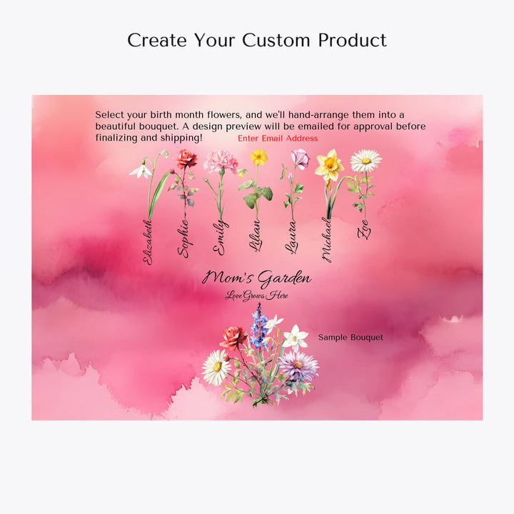 Create-Your-Own-Custom-Watercolor-Birth-Month-Flower-Bouquet-lumbar-pillow-artfulane