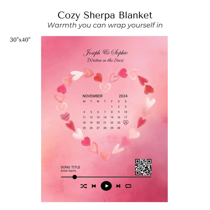 Custom Song QR Code & Calendar -Cozy Sherpa Blanket 30"x40"-ARTFULANE