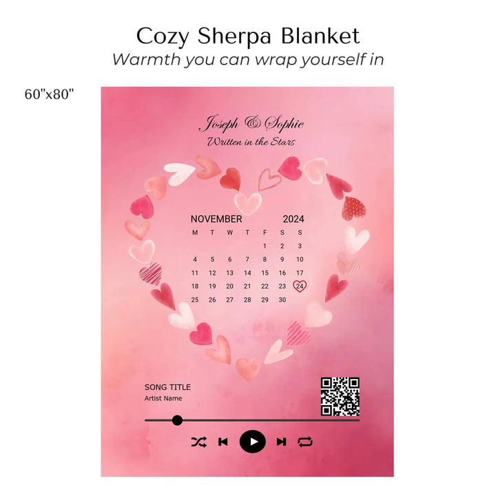 Custom Song QR Code & Calendar - Cozy Sherpa Blanket 60"x80"-ARTFULANE