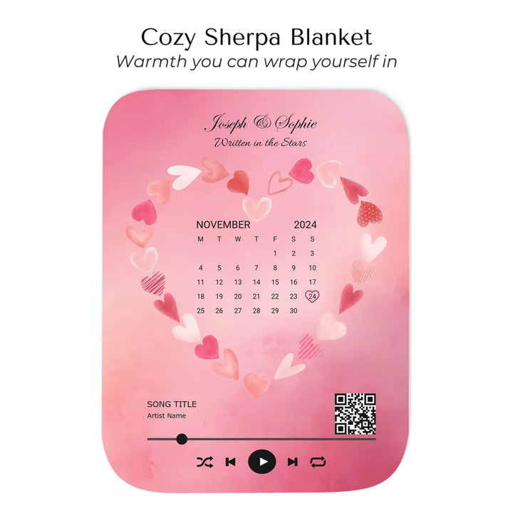 Custom Song QR Code & Calendar -Cozy Sherpa Blanket-ARTFULANE