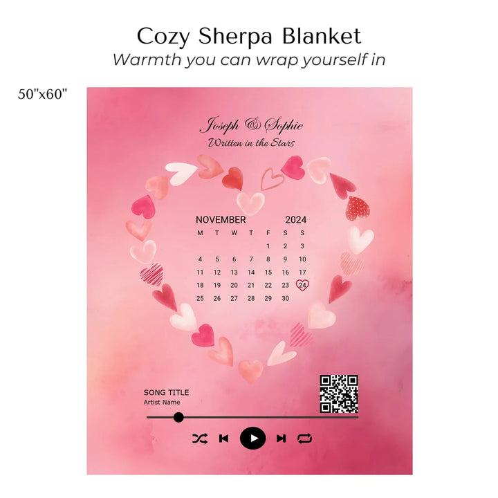 Custom Song QR Code & Calendar -Cozy Sherpa Blanket 50"x60"-ARTFULANE