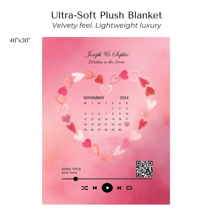 Custom Song QR Code & Calendar - Ultra-Soft Plush Blanket 40"x30"-ARTFULANE