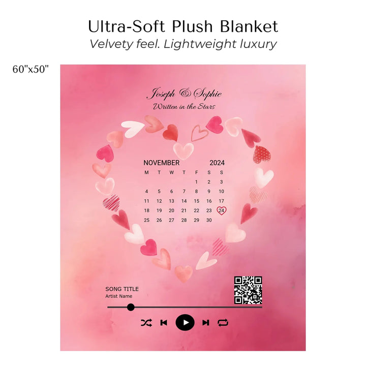 Custom Song QR Code & Calendar - Ultra-Soft Plush Blanket 60"X50"-ARTFULANE