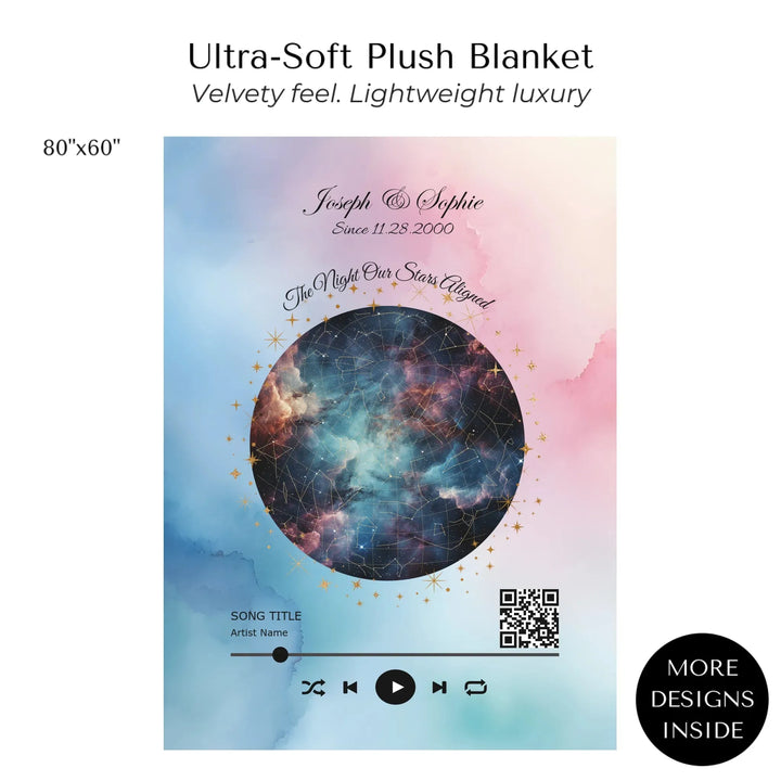Custom Song QR Code & Star Map -Ultra-Soft Plush Blanket 80"X60"-ARTFULANE