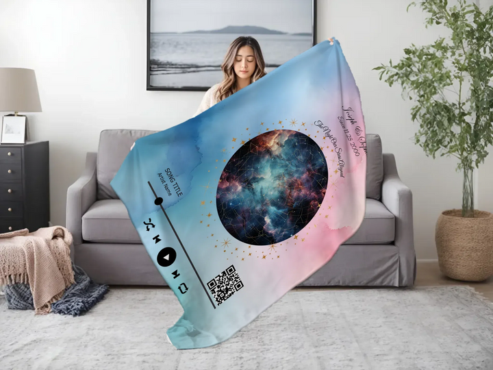 Custom Song QR Code & Star Map -Ultra-Soft Plush Blanket Lifestyle-ARTFULANE
