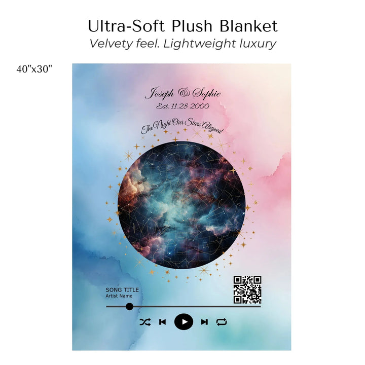 Custom Song QR Code & Star Map -Ultra-Soft Plush Blanket 40"x30"-ARTFULANE
