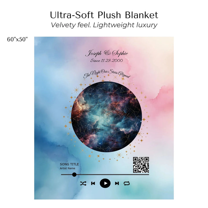 Custom Song QR Code & Star Map -Ultra-Soft Plush Blanket 60"X50"-ARTFULANE