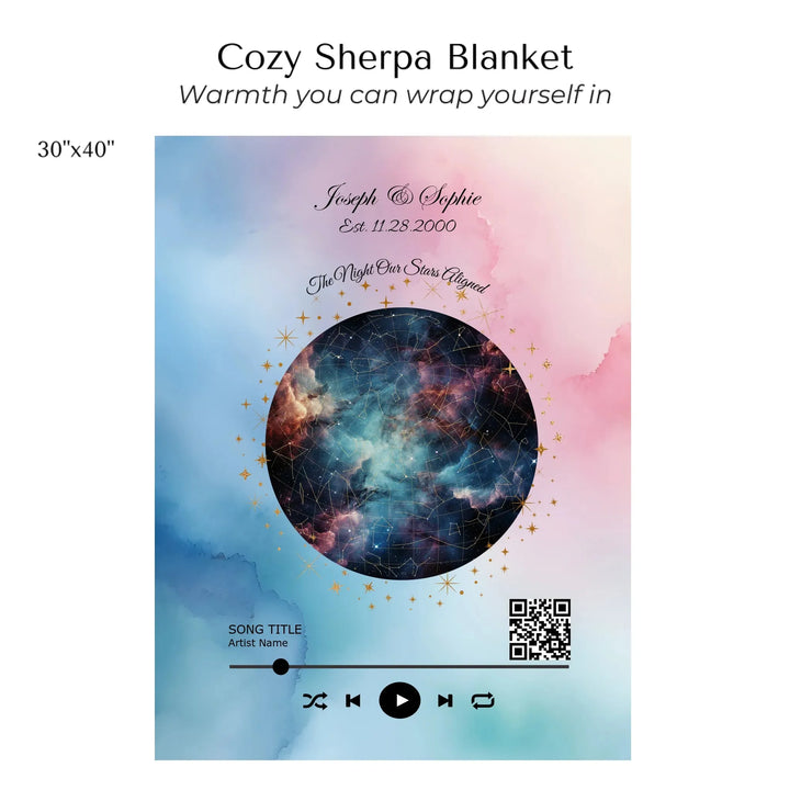 Custom Song QR Code & Star Map -Cozy Sherpa Blanket 30"x40"-ARTFULANE