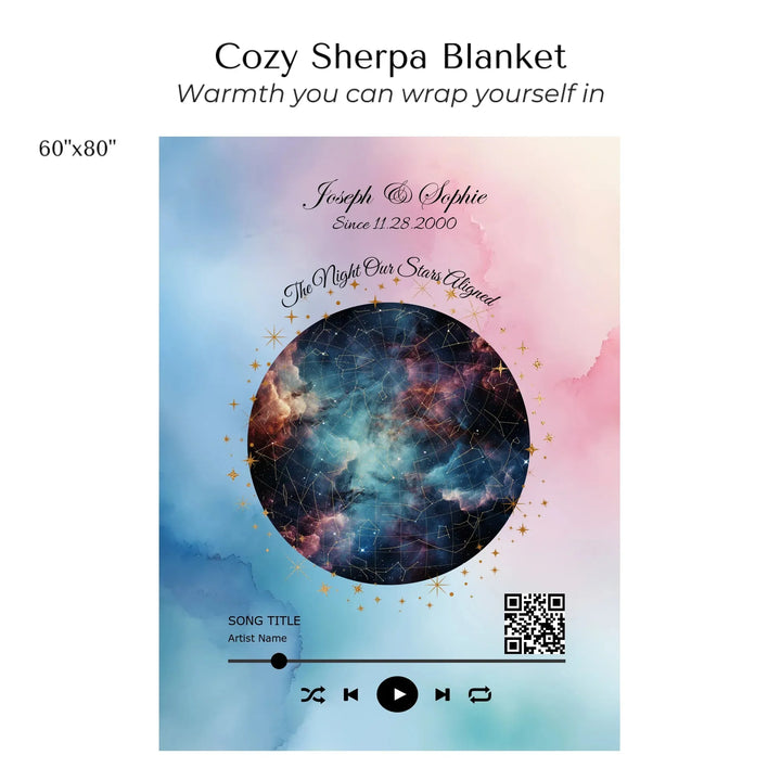 Custom Song QR Code & Star Map -Cozy Sherpa Blanket 60"x80"-ARTFULANE