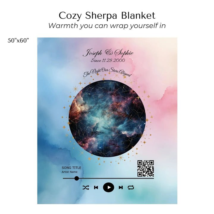 Custom Song QR Code & Star Map -Cozy Sherpa Blanket 50"x60"-ARTFULANE