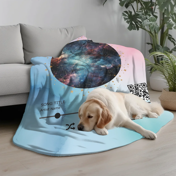 Custom Song QR Code & Star Map -Ultra-Soft Plush Blanket In Living Room-ARTFULANE