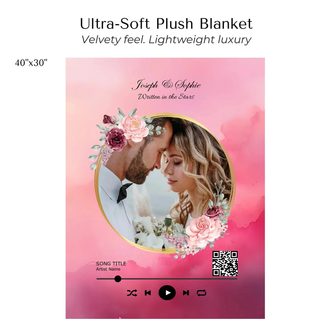 Custom Song QR Code & Photo Blanket -Ultra-Soft Plush Blanket 40"x30"-ARTFULANE