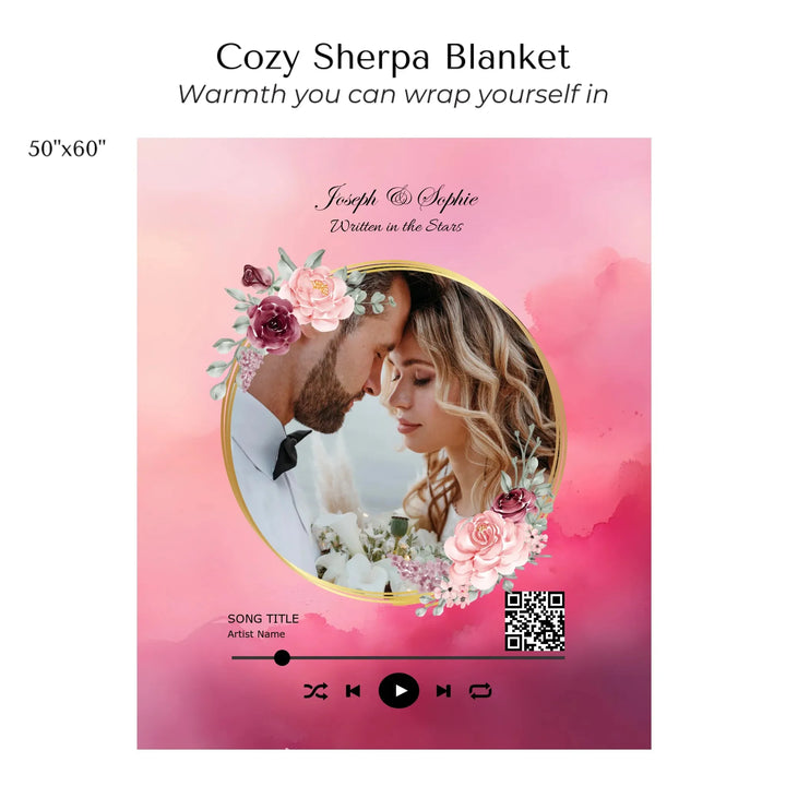 Custom Song QR Code & Photo Blanket -Cozy Sherpa Blanket 50"x60"-ARTFULANE
