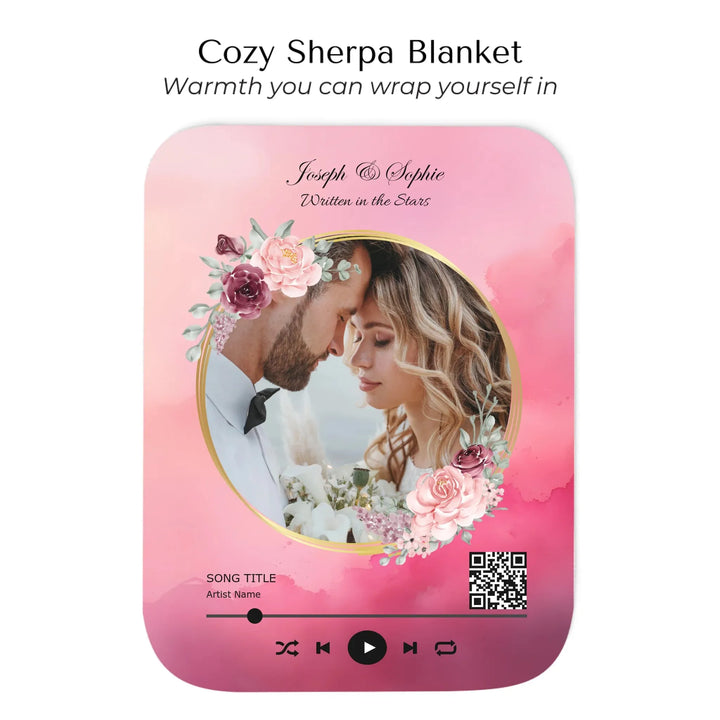 Custom Song QR Code & Photo Blanket -Cozy Sherpa Blanket-ARTFULANE
