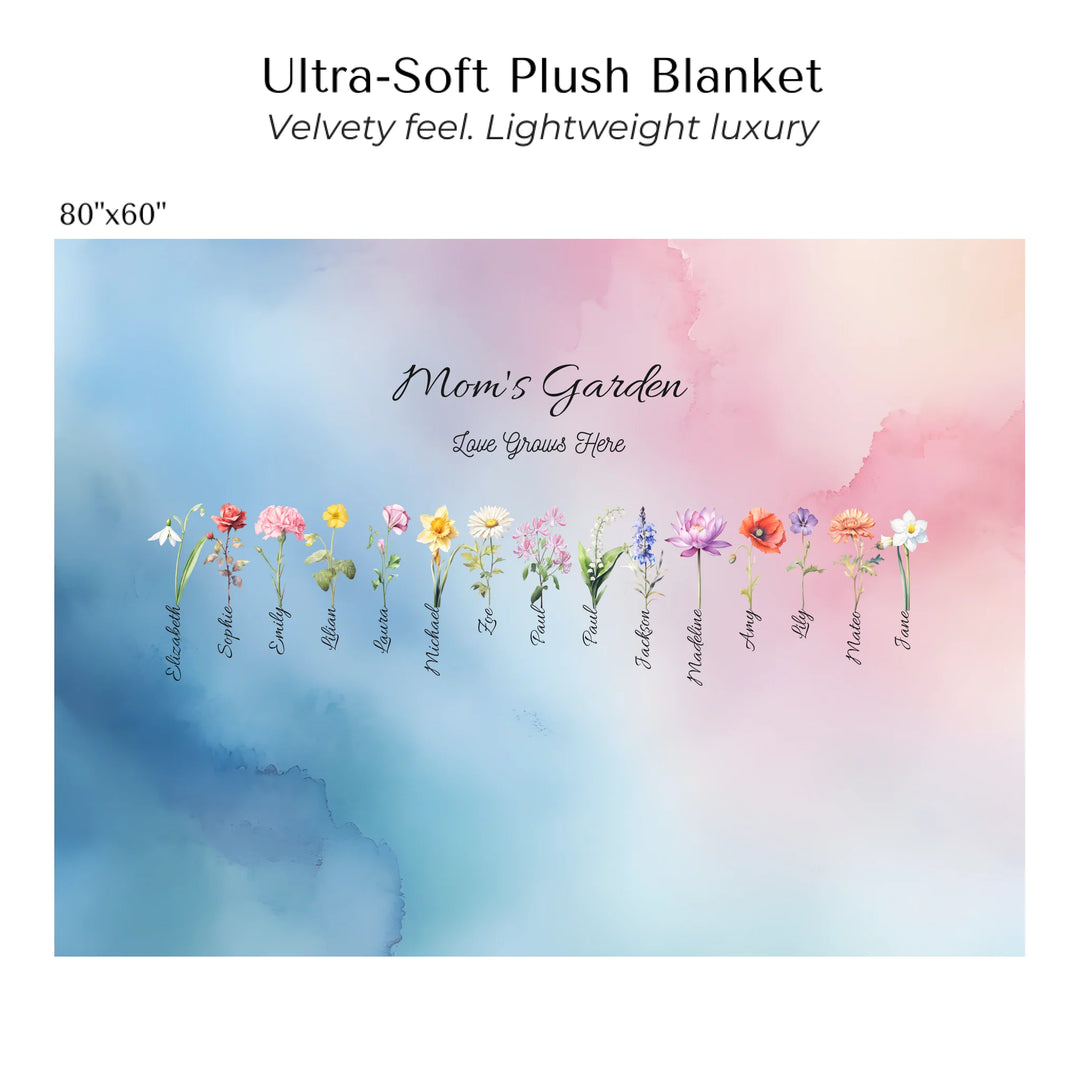 Create-Your-Custom-Watercolor-Birth-Month-Flower-Garden-velveteen-Blanket-80x60-artfulane