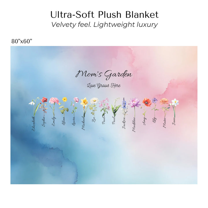 Create-Your-Custom-Watercolor-Birth-Month-Flower-Garden-velveteen-Blanket-80x60-artfulane