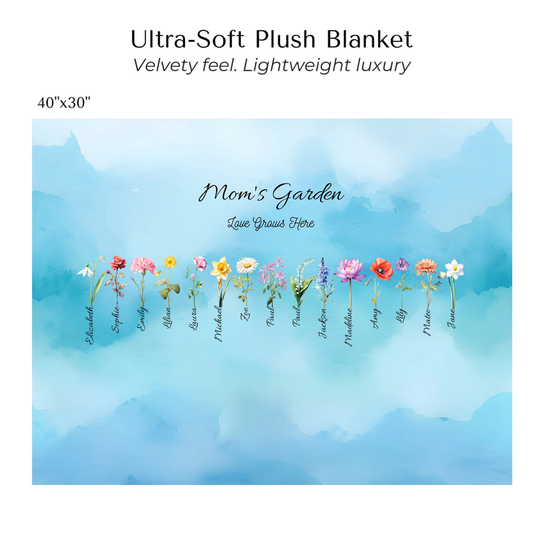 Create-Your-Custom-Watercolor-Birth-Month-Flower-Garden-velveteen-Blanket-40x30-artfulane