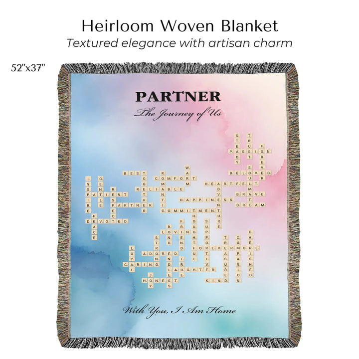 Custom Partner Word Tile - Heirloom Woven Blanket 52"x37"-ARTFULANE