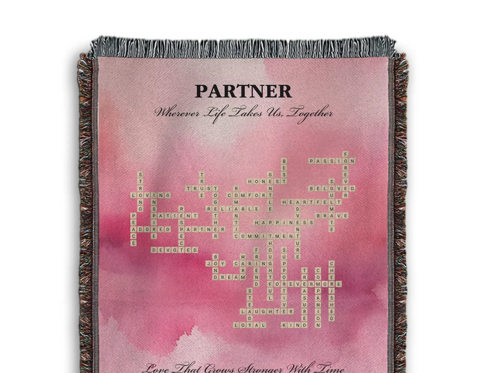 Custom Partner Word Tile - Heirloom Woven Blanket Closeup Texture-ARTFULANE