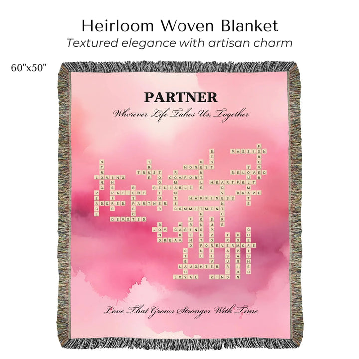 Custom Partner Word Tile - Heirloom Woven Blanket 60"X50"-ARTFULANE
