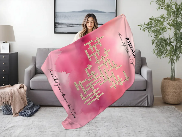 Custom Partner Word Tile - Ultra-Soft Plush Blanket Lifestyle-ARTFULANE