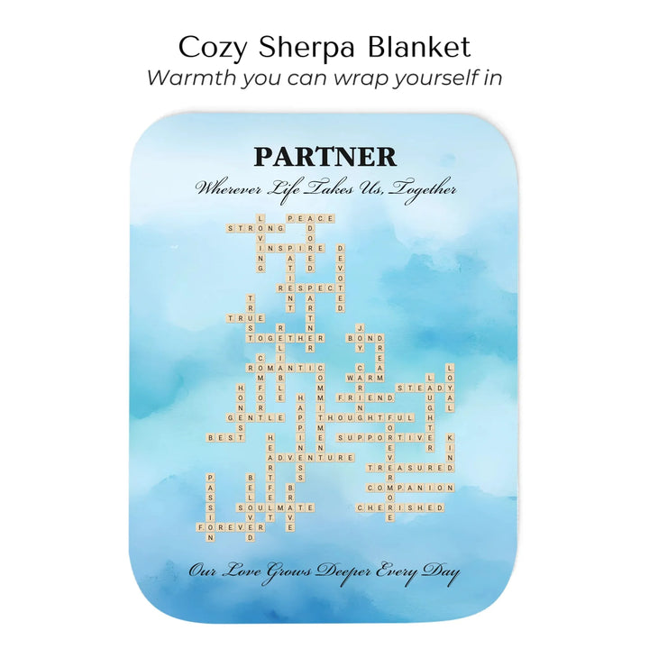 Custom Partner Word Tile - Cozy Sherpa Blanket-ARTFULANE