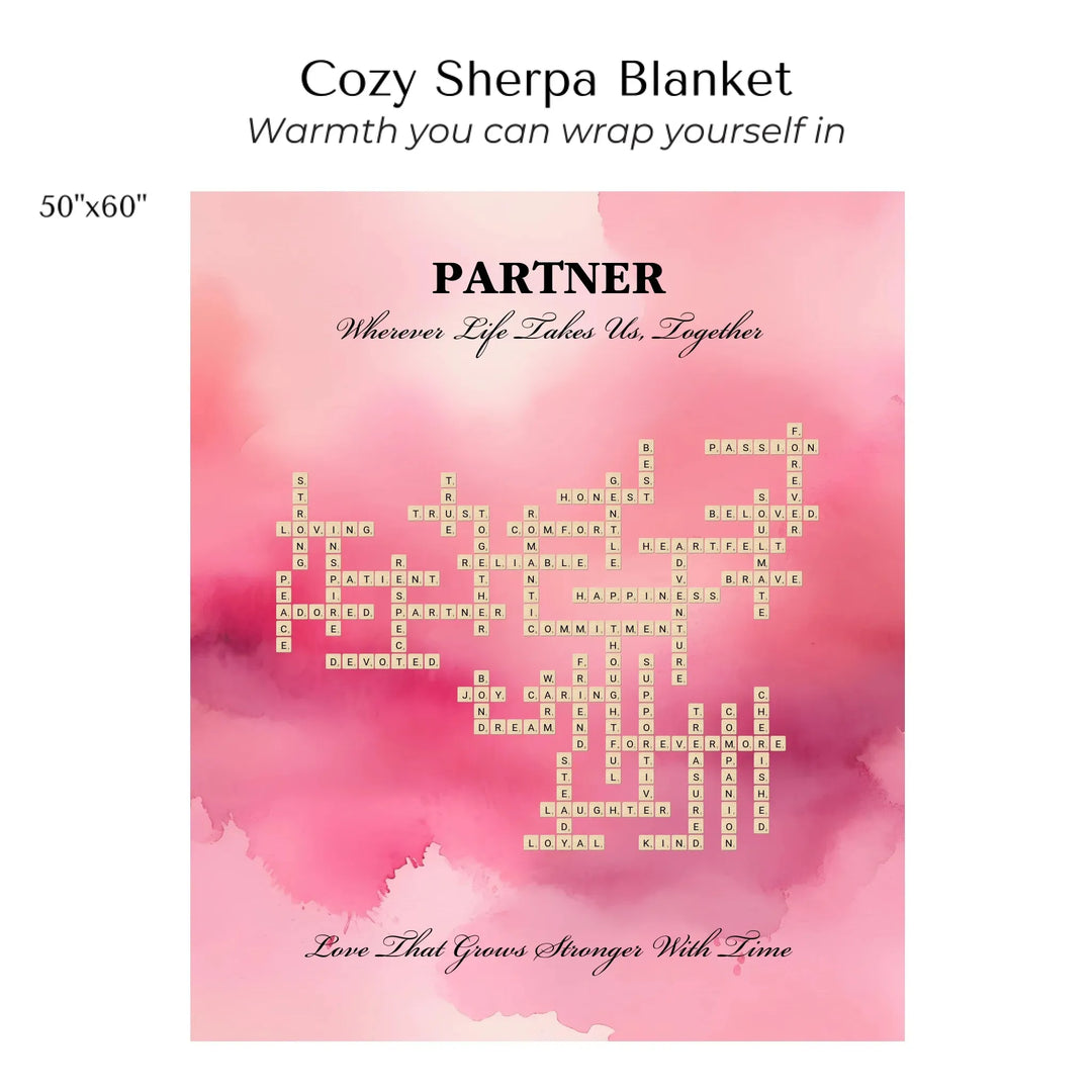 Custom Partner Word Tile - Cozy Sherpa Blanket 50"x60"-ARTFULANE