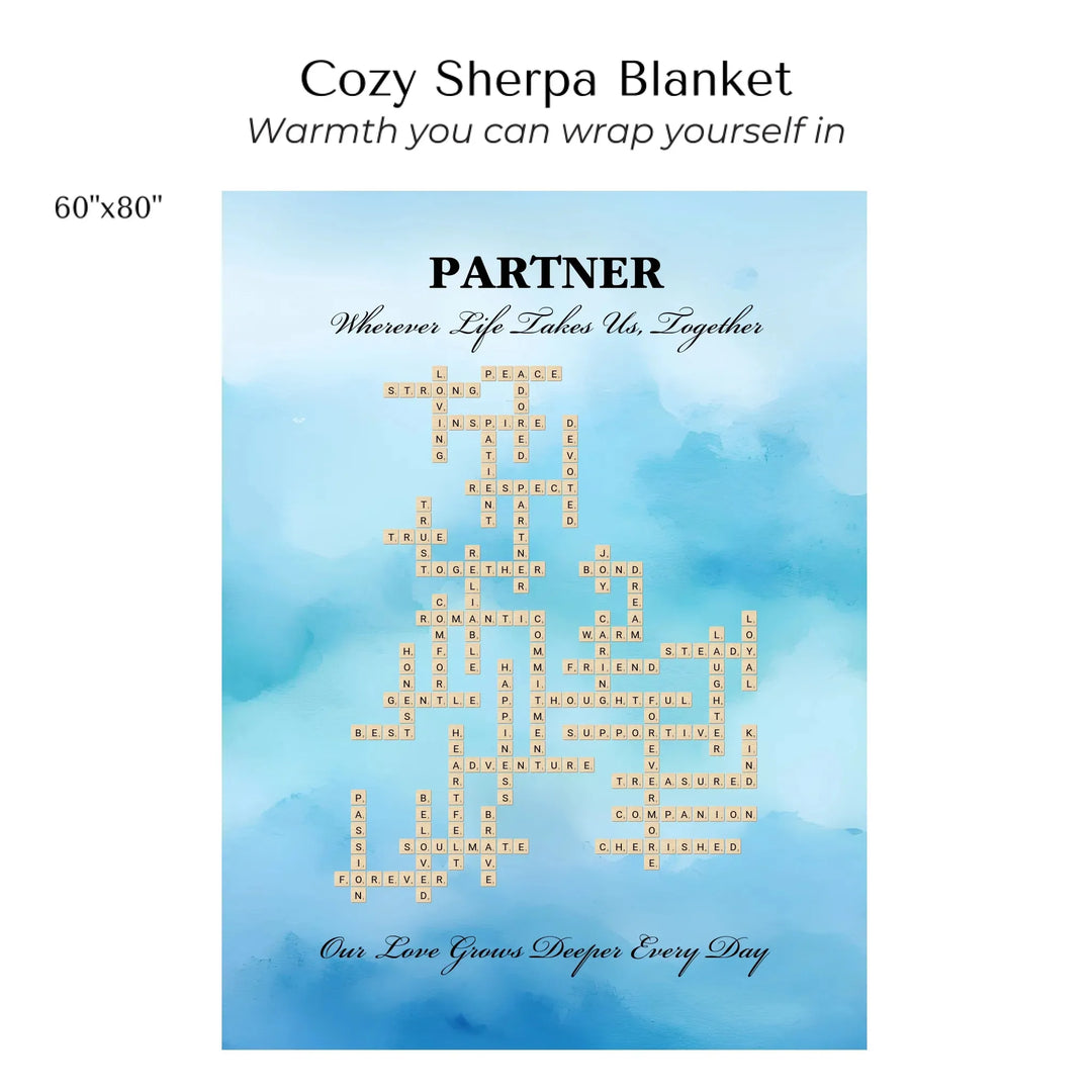 Custom Partner Word Tile - Cozy Sherpa Blanket 60"x80"-ARTFULANE