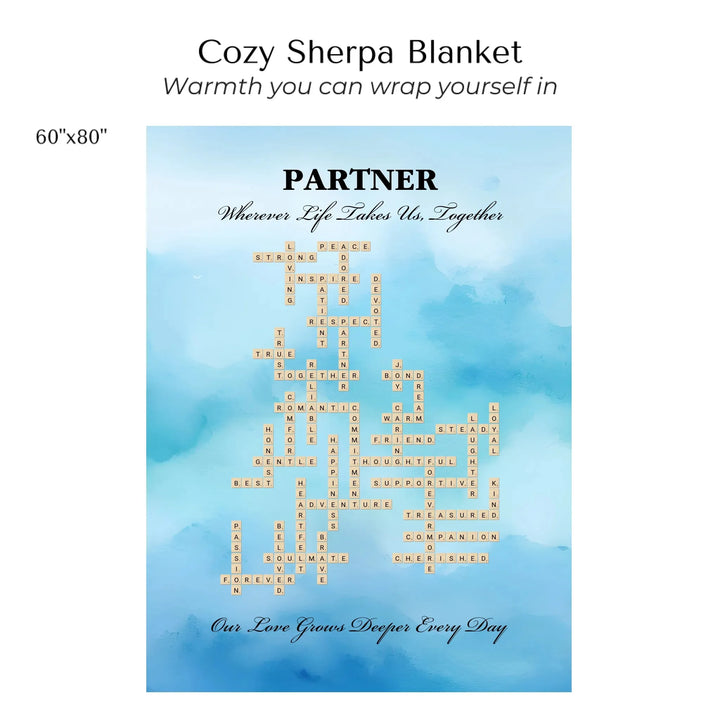 Custom Partner Word Tile - Cozy Sherpa Blanket 60"x80"-ARTFULANE