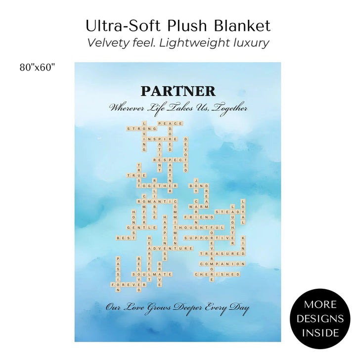 Custom Partner Word Tile - Ultra-Soft Plush Blanket 80"X60"-ARTFULANE