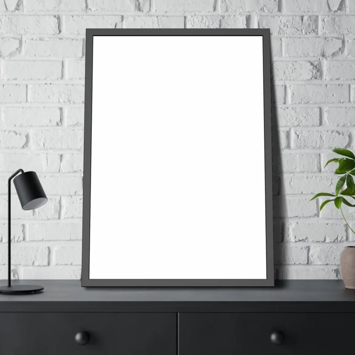 Illustrated custom portrait of mother holding baby, watercolor-style background, personalized names and date included -  28x40 framed poster on table-ARTFULANE