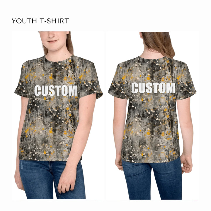 all-over-print-unisex-youth-crew-neck-t-shirt-on-girl-front-and-back-artfulane
