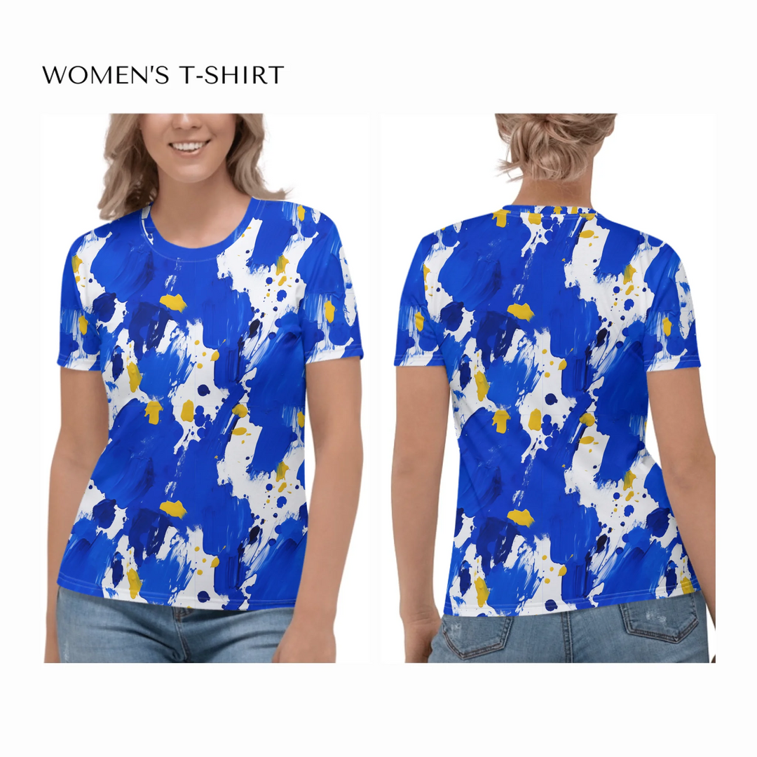 all-over-print-womens-crew-neck-t-shirt-on model-front-and-back-artfulane