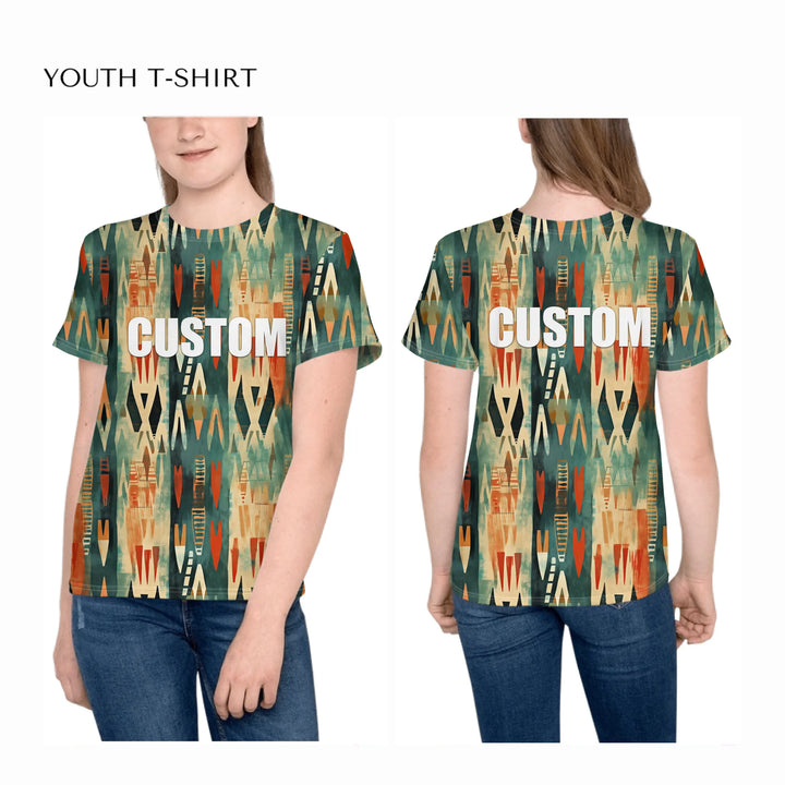 all-over-print-unisex-youth-crew-neck-t-shirt-on-girl-front-and-back-artfulane