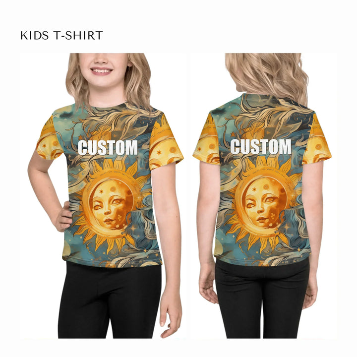 all-over-print-unisex-kids-crew-neck-t-shirt-on-model-front-and-back-artfulane