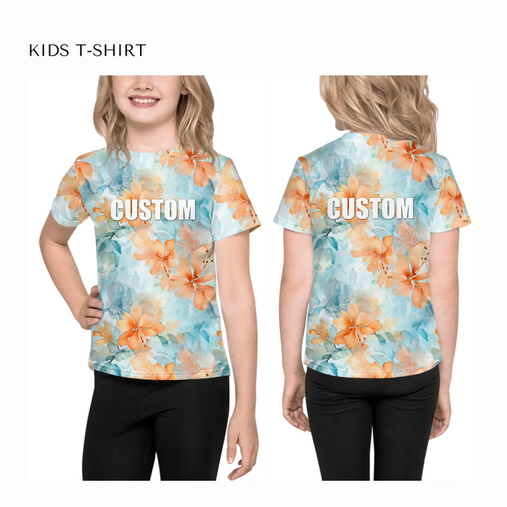 all-over-print-unisex-kids-crew-neck-t-shirt-on-model-front-and-back-artfulane
