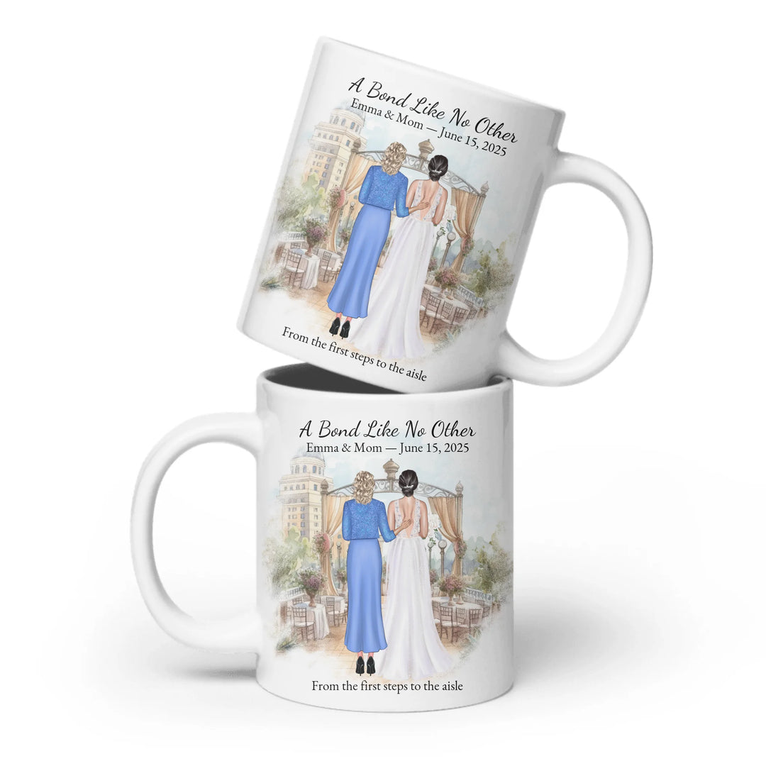 Personalized mother of the bride mug with custom illustration, names, date, and heartfelt quote – perfect wedding gift - ceramic mug both sides-ARTFULANE