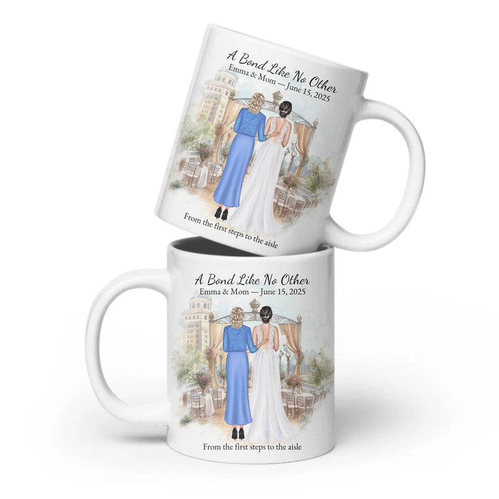 Personalized mother of the bride mug with custom illustration, names, date, and heartfelt quote – perfect wedding gift - ceramic mug both sides-ARTFULANE