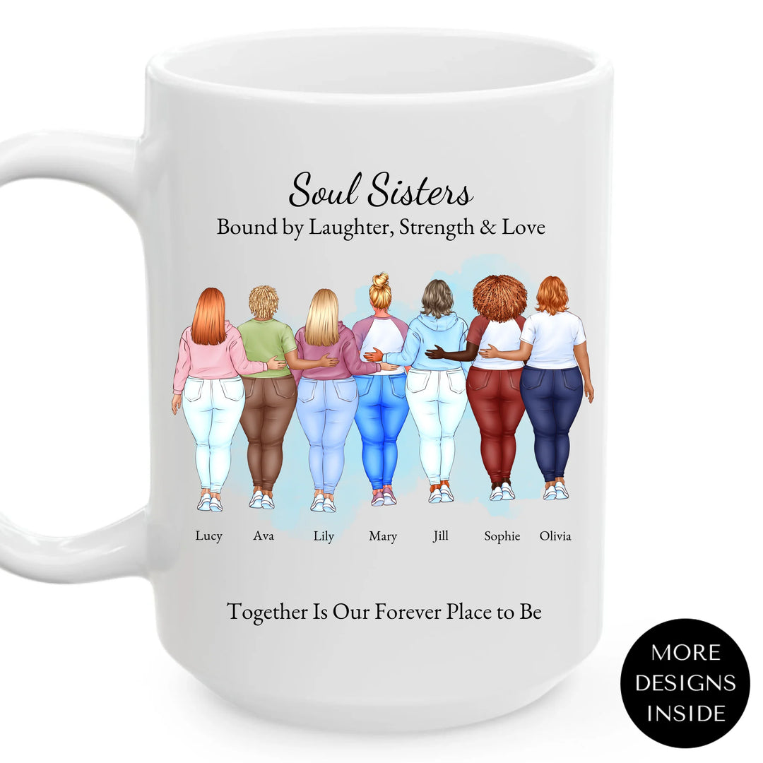Custom best friends mug with personalized portraits, names, and title - ARTFULANE
