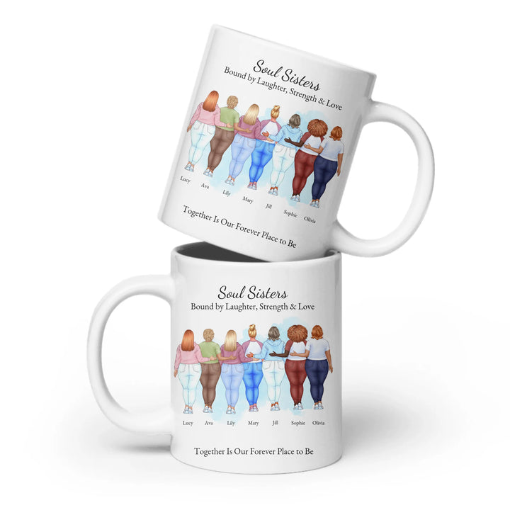 Custom best friends mug with personalized portraits, names, and title - ceramic mug both sides-ARTFULANE