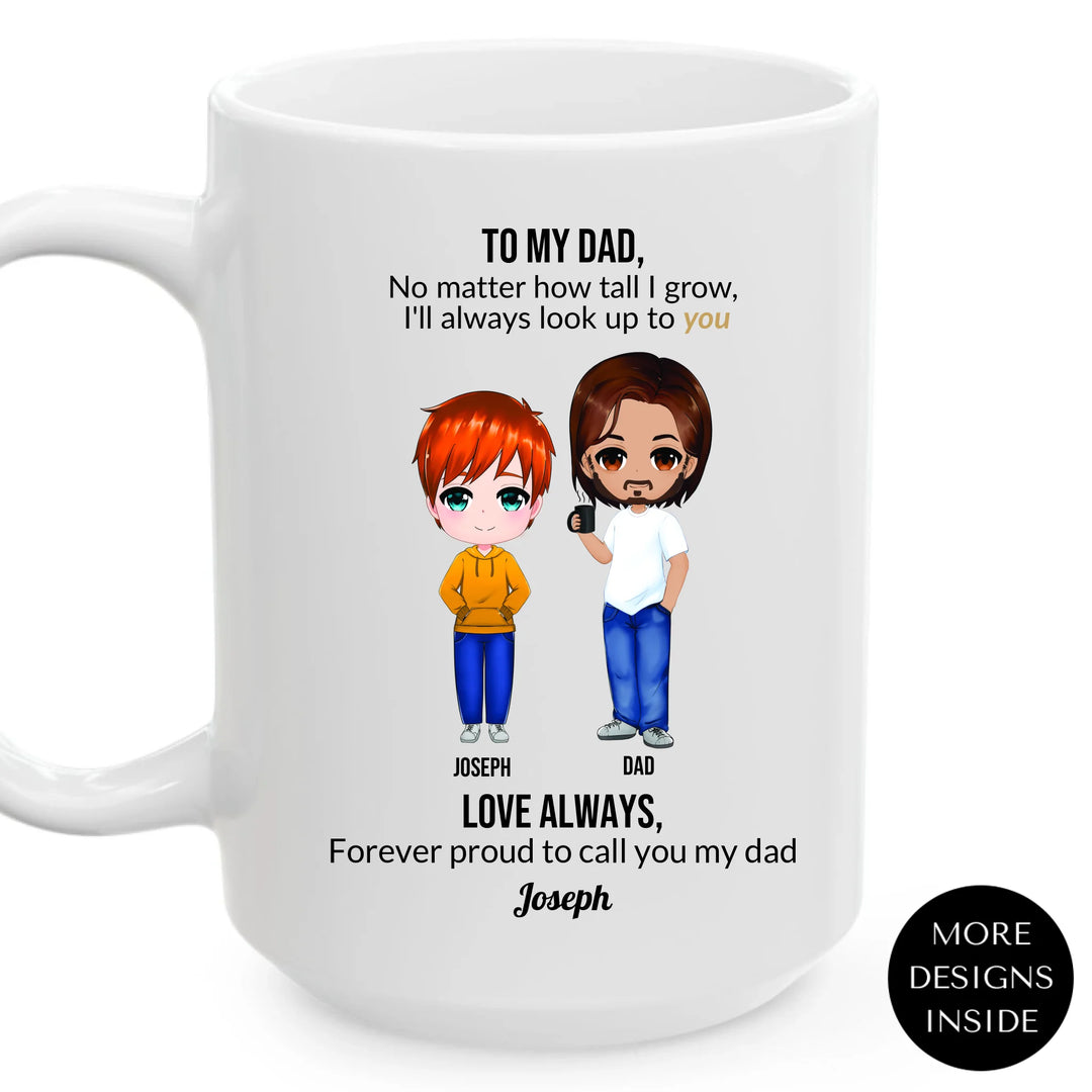 Custom Dad and Son Mug with Personalized Portrait, Message, and Names – Thoughtful Father’s Day or Birthday Gift-ARTFULANE
