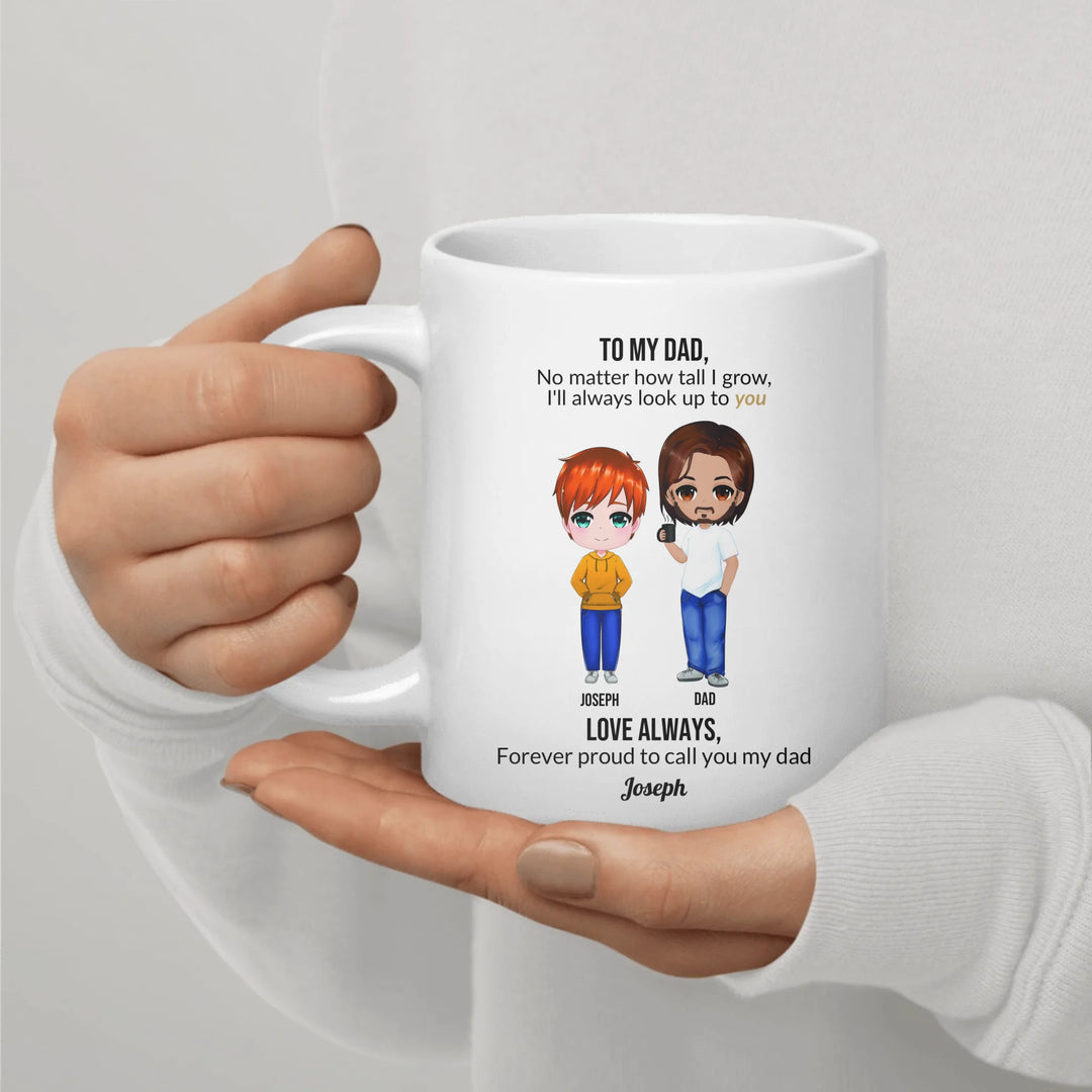 Custom Dad and Son Mug with Personalized Portrait, Message, and Names – Thoughtful Father’s Day or Birthday Gift-ARTFULANE