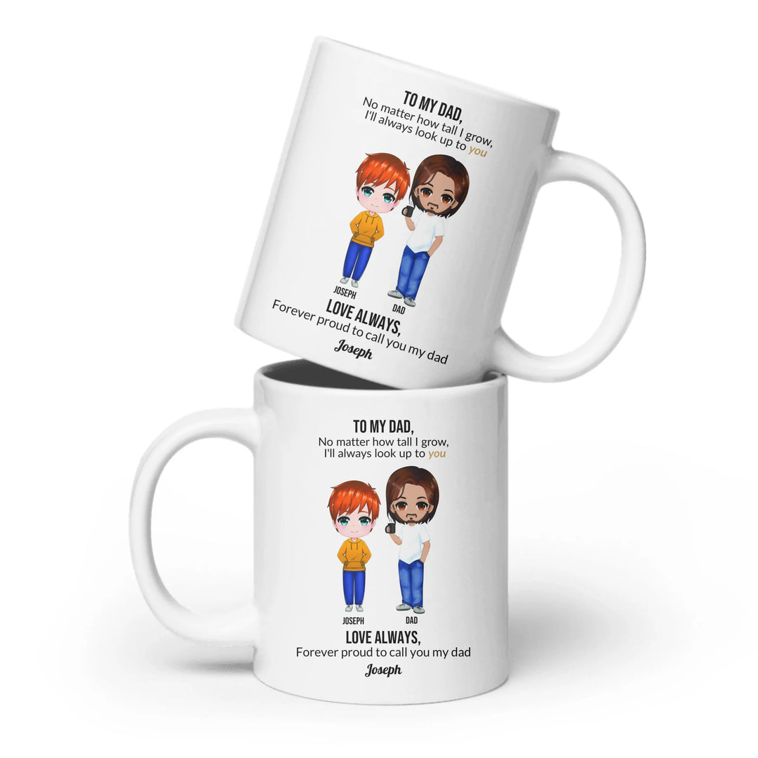 Custom Dad and Son Mug with Personalized Portrait, Message, and Names – Thoughtful Father’s Day or Birthday Gift-ARTFULANE