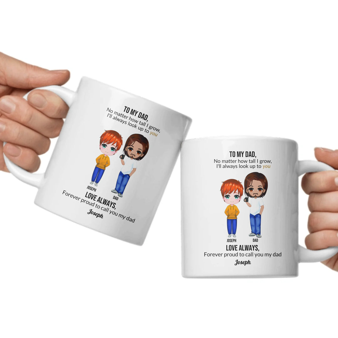 Custom Dad and Son Mug with Personalized Portrait, Message, and Names – Thoughtful Father’s Day or Birthday Gift-ARTFULANE
