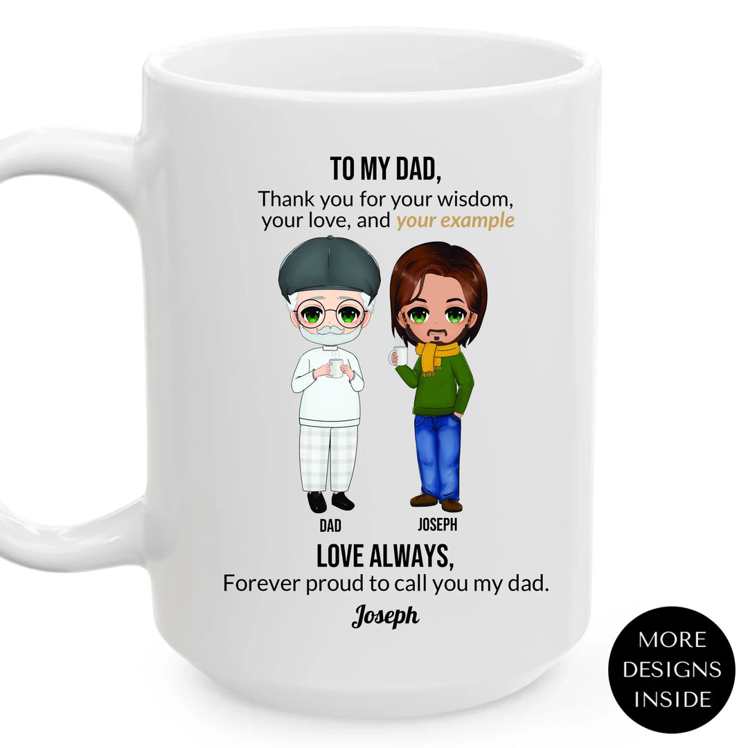 Custom Dad and Son Mug with Personalized Portrait, Message, and Names – Thoughtful Father’s Day or Birthday Gift-ARTFULANE