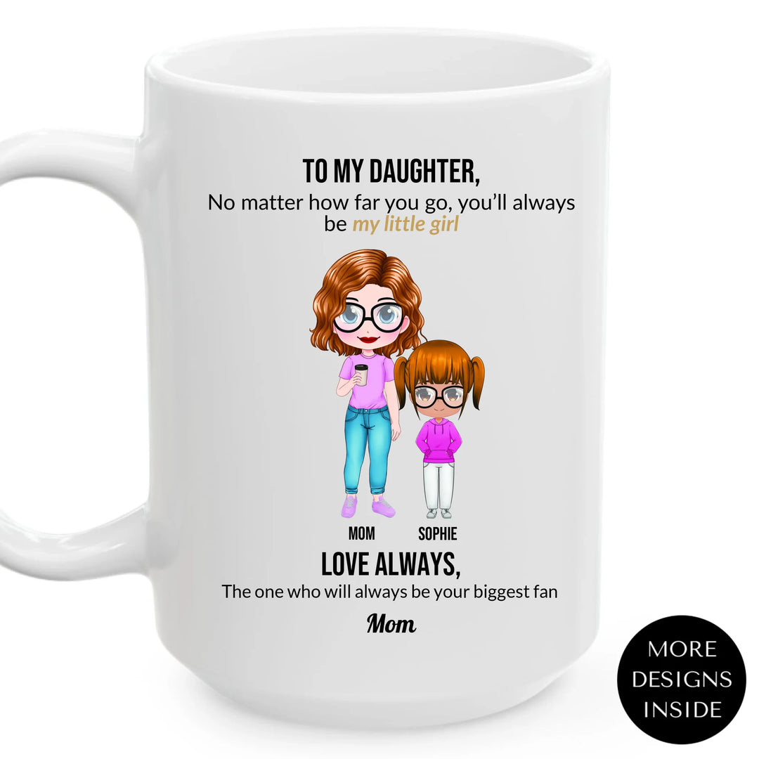 Custom mom and daughter mug with personalized portraits, names, and heartfelt message — unique gift for mom or daughter -ARTFULANE