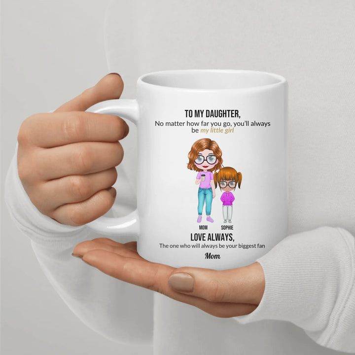 Custom mom and daughter mug with personalized portraits, names, and heartfelt message — unique gift for mom or daughter -ARTFULANE