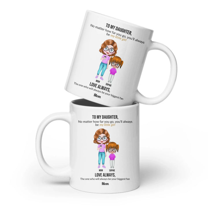 Custom mom and daughter mug with personalized portraits, names, and heartfelt message — unique gift for mom or daughter -ARTFULANE