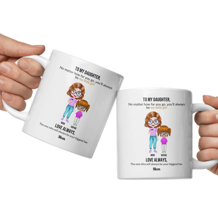 Custom mom and daughter mug with personalized portraits, names, and heartfelt message — unique gift for mom or daughter -ARTFULANE